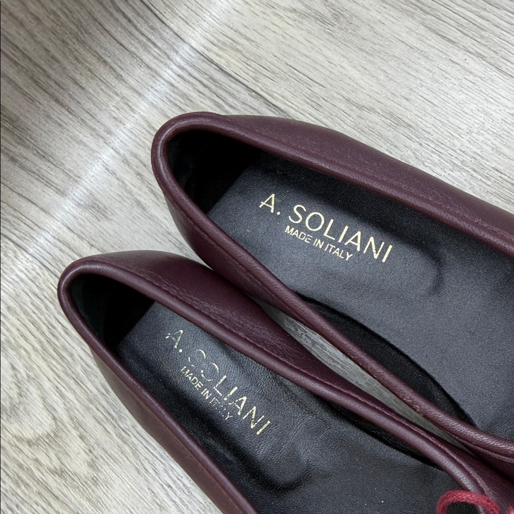 A. Soliani Maroon Ballet Flats Made In Italy - Picture 4 of 10